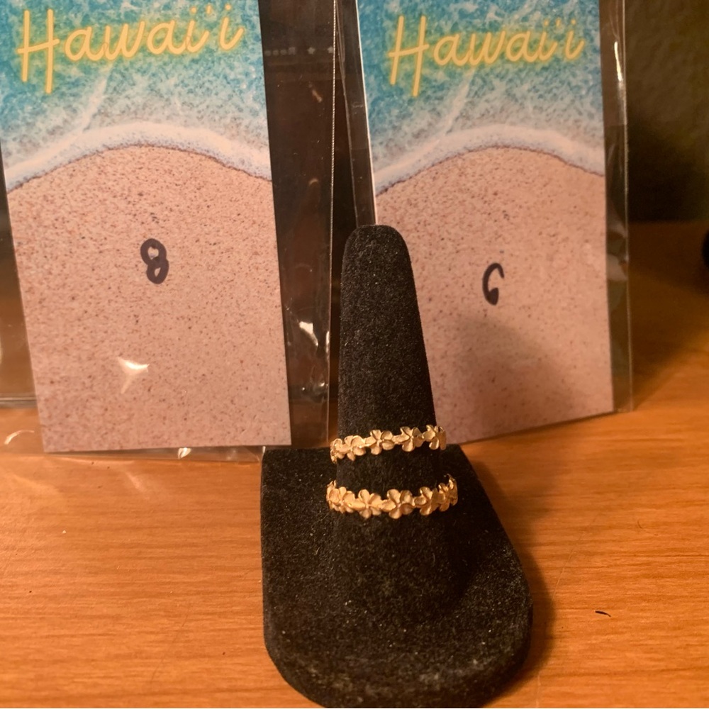 COPY - Hawaiian Plumeria Gold Rings size 8&6